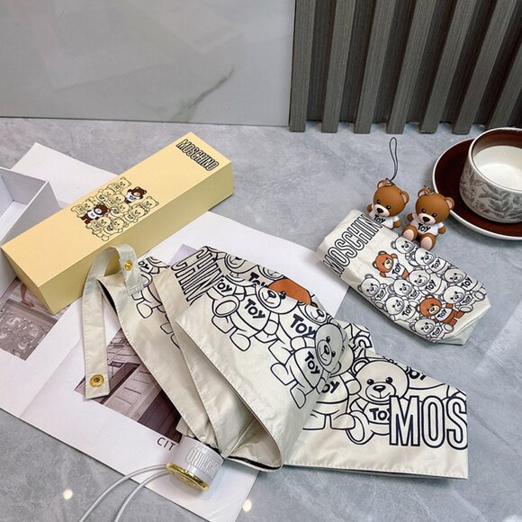 Moschino Cream Teddy Bear Print Folding Umbrella - Picture 4 of 10